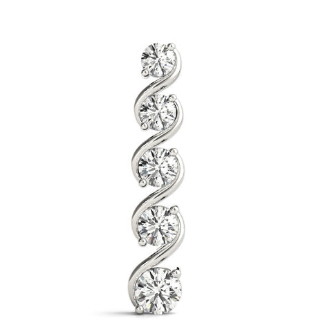 White gold Round Diamond Prong-Set Swirl Pendant