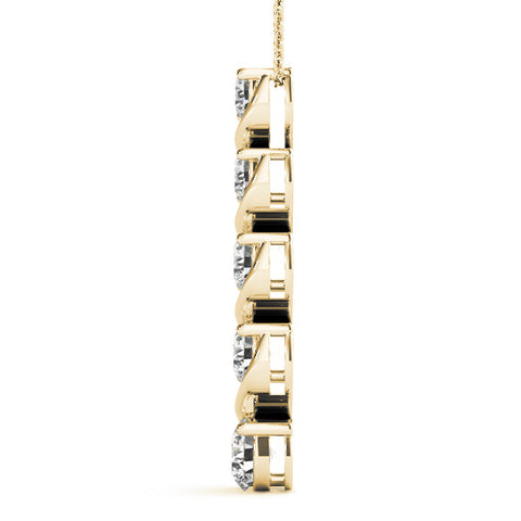 Yellow gold Round Diamond Prong-Set Swirl Pendant
