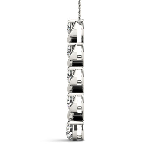 White gold Round Diamond Prong-Set Swirl Pendant