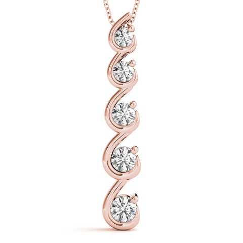 Rose gold Round Diamond S-Curve Prong Pendant