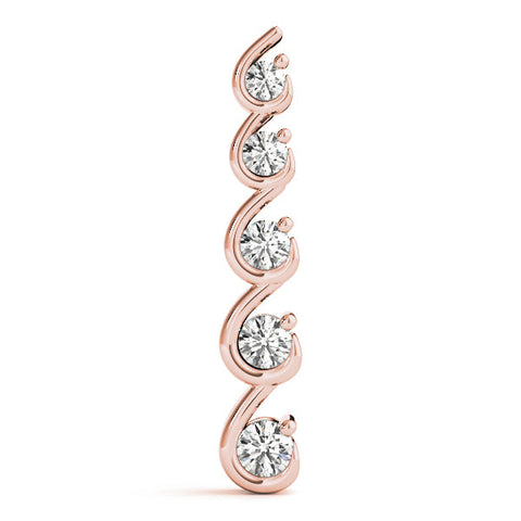 Rose gold Round Diamond S-Curve Prong Pendant