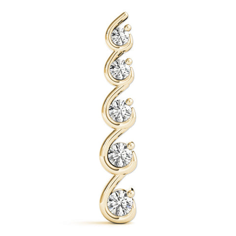 Yellow gold Round Diamond S-Curve Prong Pendant