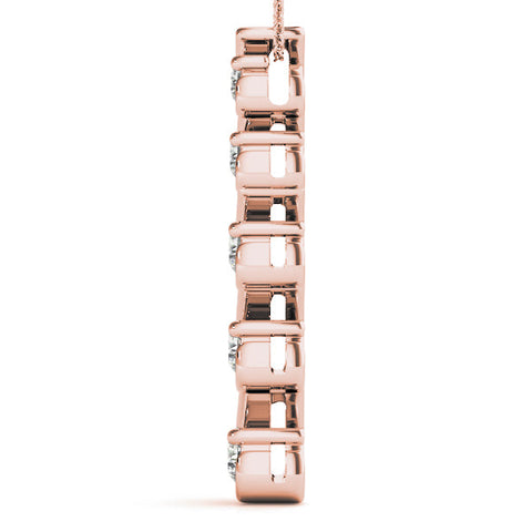 Rose gold Round Diamond S-Curve Prong Pendant
