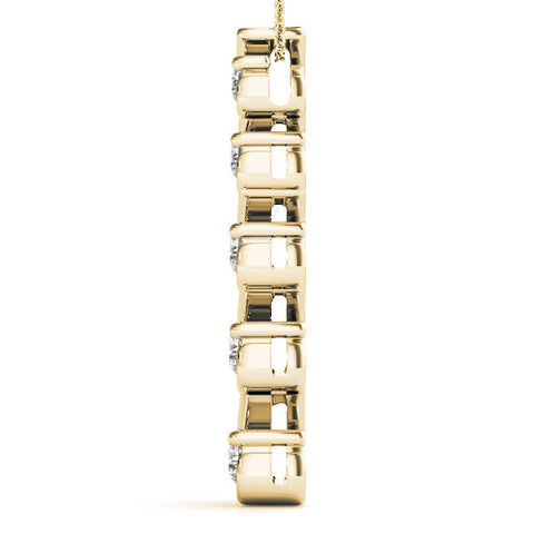 Yellow gold Round Diamond S-Curve Prong Pendant