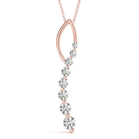 Rose gold Round Diamond Channel Set Vertical Bar Pendant