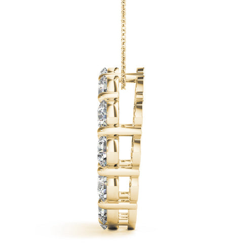 Yellow gold Round Diamond Prong-Set Circle Pendant
