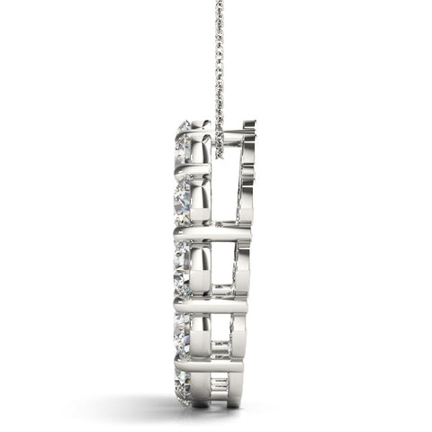 White gold Round Diamond Prong-Set Circle Pendant