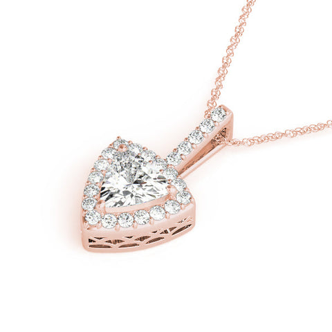 Rose gold Halo Trillion Prong Pendant