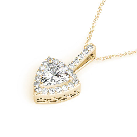Yellow gold Halo Trillion Prong Pendant