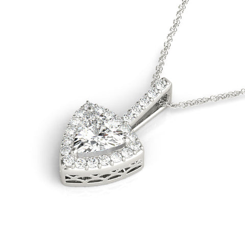 White gold Halo Trillion Prong Pendant