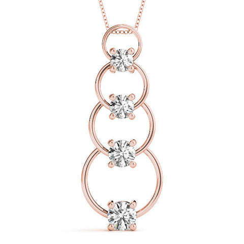 Rose gold Round Diamond Four-Prong Circle Pendant