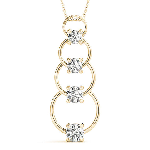 Yellow gold Round Diamond Four-Prong Circle Pendant