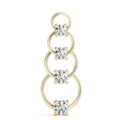 Yellow gold Round Diamond Four-Prong Circle Pendant