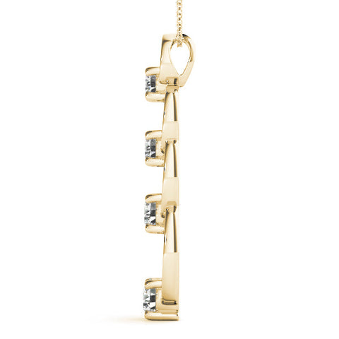 Yellow gold Round Diamond Four-Prong Circle Pendant