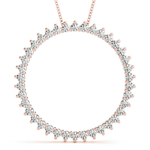 Rose gold Round Diamond Prong-Set Halo Pendant
