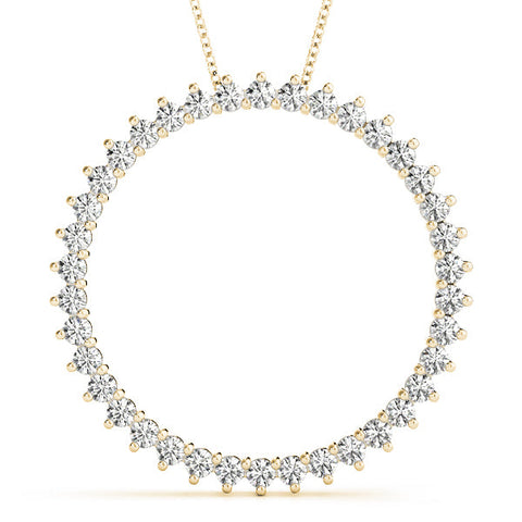 Yellow gold Round Diamond Prong-Set Halo Pendant