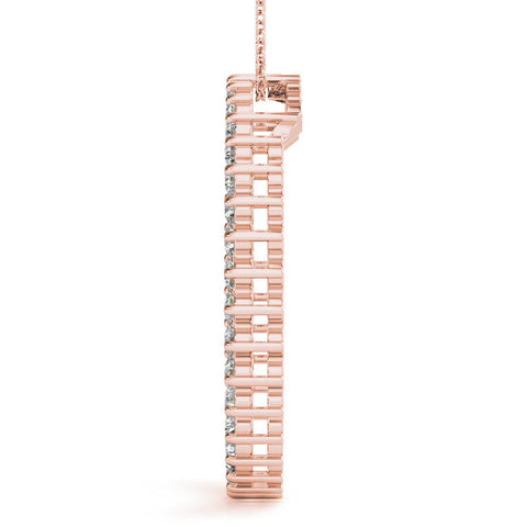 Rose gold Round Diamond Prong-Set Halo Pendant