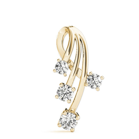 Yellow gold Four-Stone Round Diamond Prong-Set Pendant