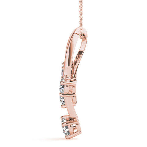 Rose gold Four-Stone Round Diamond Prong-Set Pendant