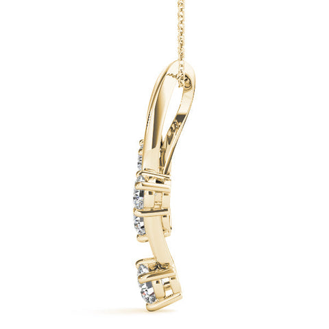 Yellow gold Four-Stone Round Diamond Prong-Set Pendant
