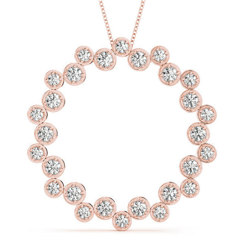 Rose gold Bezel Set Round Diamond Circle Pendant
