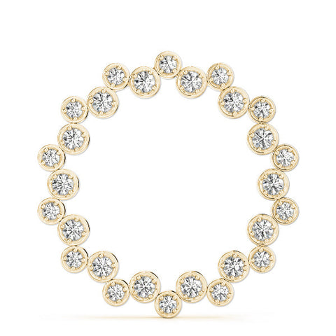 Yellow gold Bezel Set Round Diamond Circle Pendant
