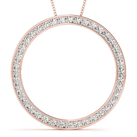 Rose gold Round Diamond Channel Set Pendant