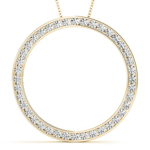 Yellow gold Round Diamond Channel Set Pendant