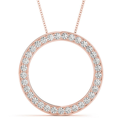 Rose gold Round Diamond Pavé Circle Pendant