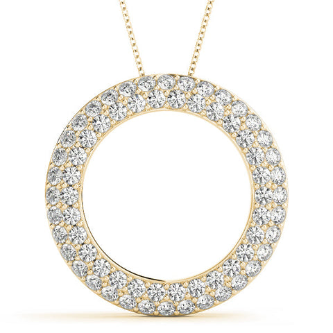 Yellow gold Round Pavé Diamond Circle Pendant