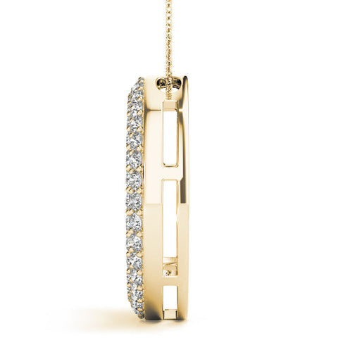Yellow gold Round Pavé Diamond Circle Pendant