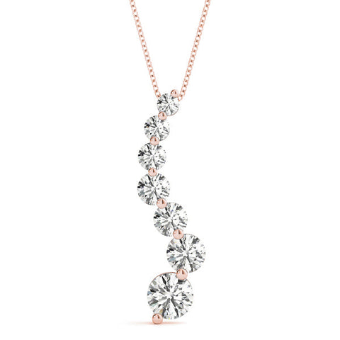 Rose gold Graduated Round Prong-Set Diamond Pendant
