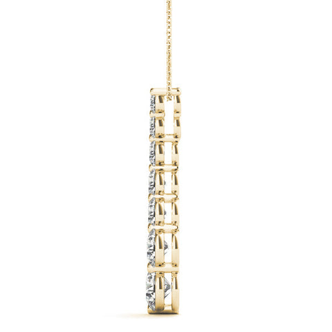 Yellow gold Graduated Round Prong-Set Diamond Pendant