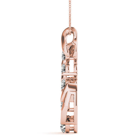 Rose gold Round Brilliant Diamond Prong Set Pendant
