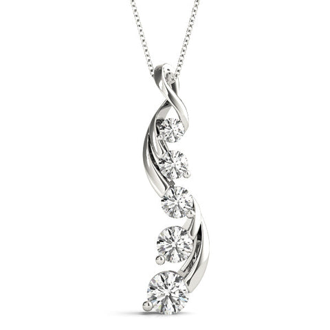 White gold Round Brilliant Diamond Prong Set Pendant