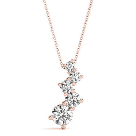 Rose gold Prong-Set Round Diamond Graduated Pendant