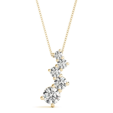 Yellow gold Prong-Set Round Diamond Graduated Pendant