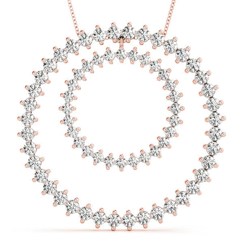 Rose gold Round Moissanite Double Halo Prong Set Pendant