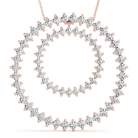 Rose gold Round Moissanite Double Halo Prong Set Pendant