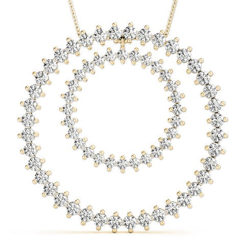 Yellow gold Round Moissanite Double Halo Prong Set Pendant
