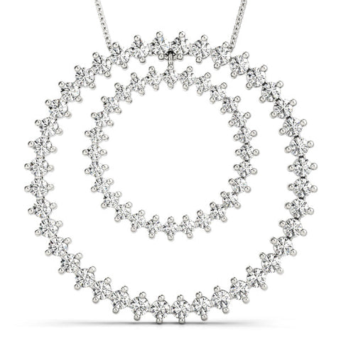 White gold Round Moissanite Double Halo Prong Set Pendant