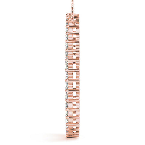 Rose gold Round Moissanite Double Halo Prong Set Pendant