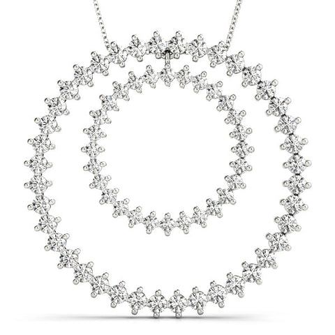 White gold Round Moissanite Double Halo Prong Set Pendant
