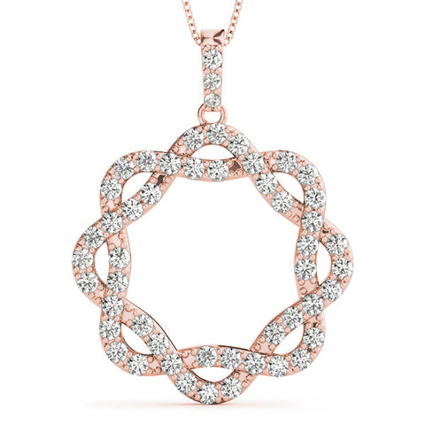 Rose gold Round Diamond Pavé Infinity Pendant with Prong Setting