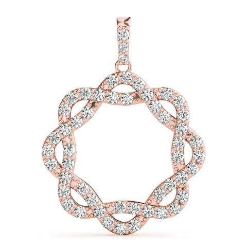 Rose gold Round Diamond Pavé Infinity Pendant with Prong Setting