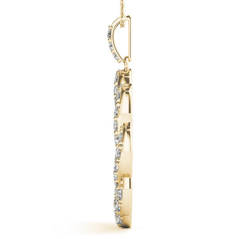 Yellow gold Round Diamond Pavé Infinity Pendant with Prong Setting