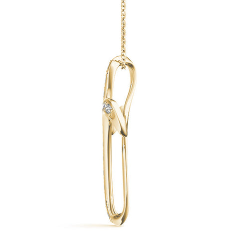 Yellow gold Pavé Round Diamond Prong Cross Pendant