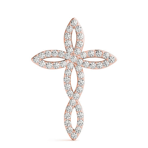 Rose gold Marquise Diamond Pavé Cross Pendant