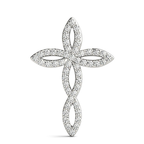 White gold Marquise Diamond Pavé Cross Pendant