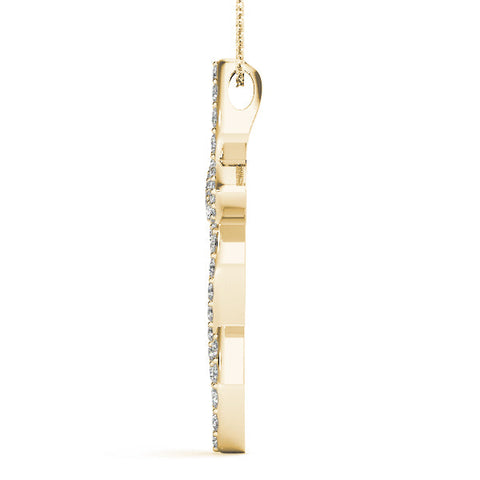 Yellow gold Marquise Diamond Pavé Cross Pendant